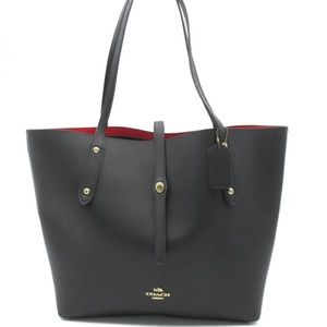 COACH Tote Bag Hand F58849 leather Black Red
